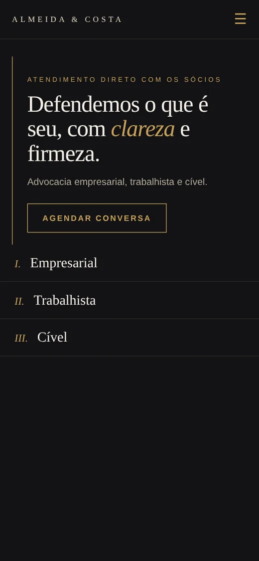 Exemplo ilustrativo: Almeida & Costa no celular