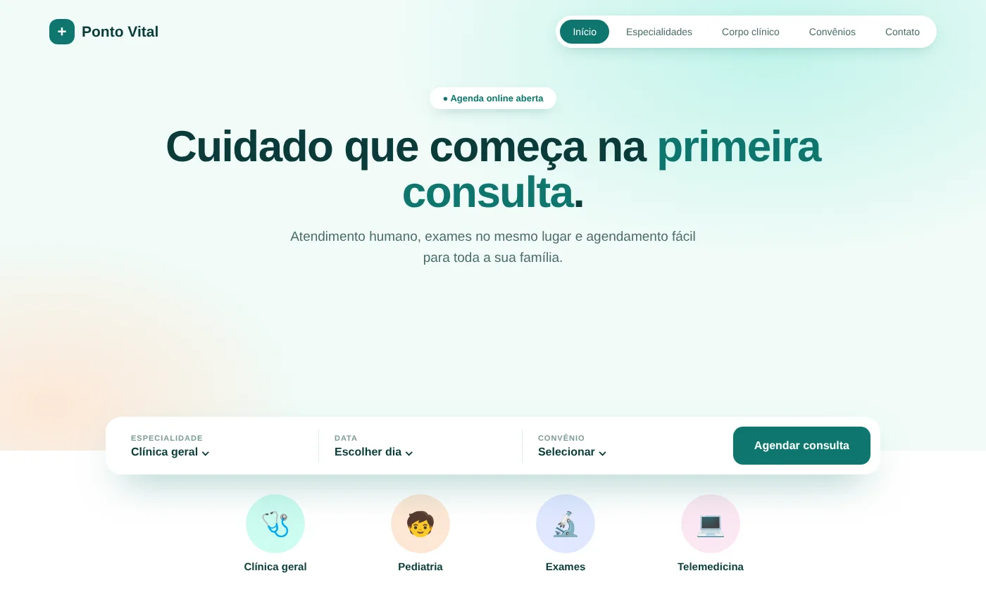 Exemplo ilustrativo de site para clínica