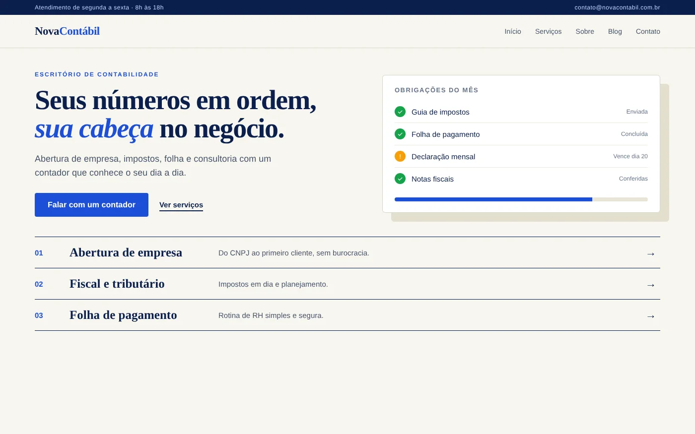 Exemplo ilustrativo de site para contabilidade