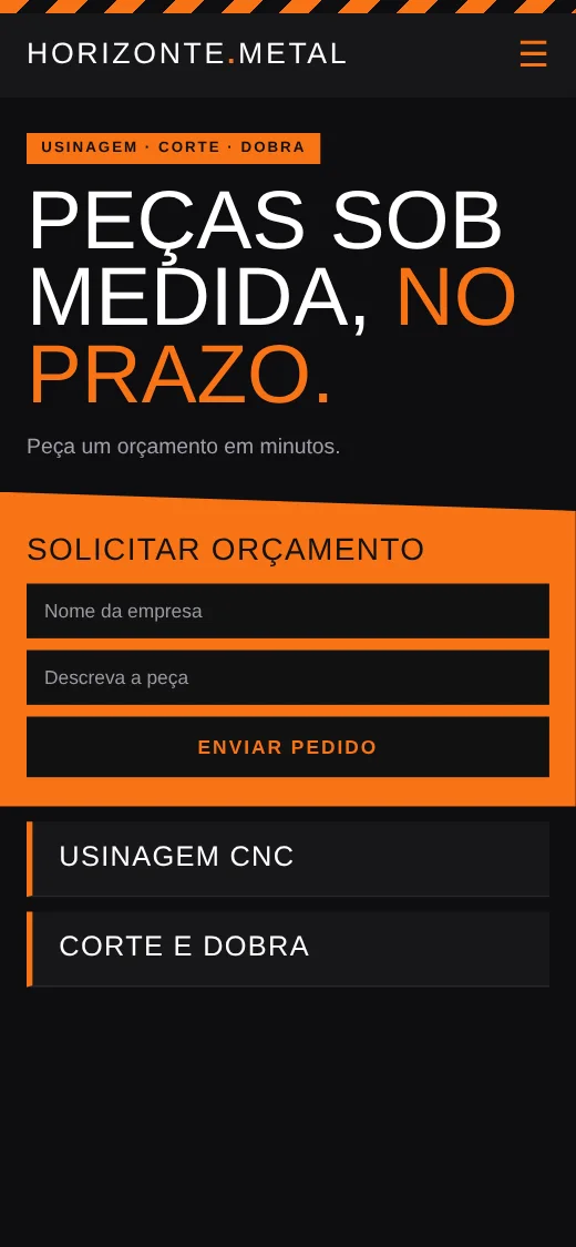 Exemplo ilustrativo: Horizonte Metalúrgica no celular