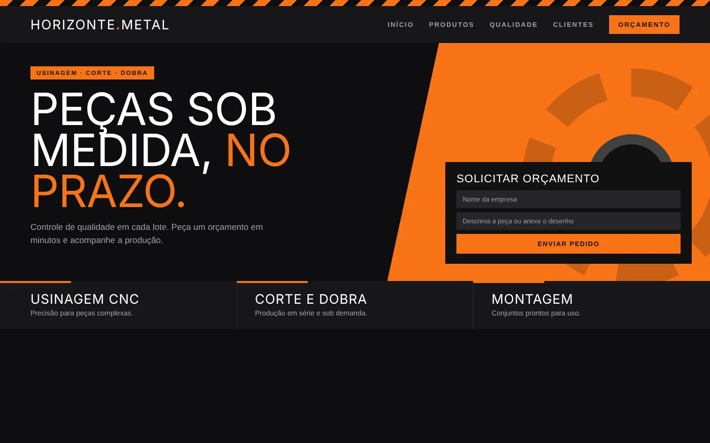 Exemplo ilustrativo de site para indústria
