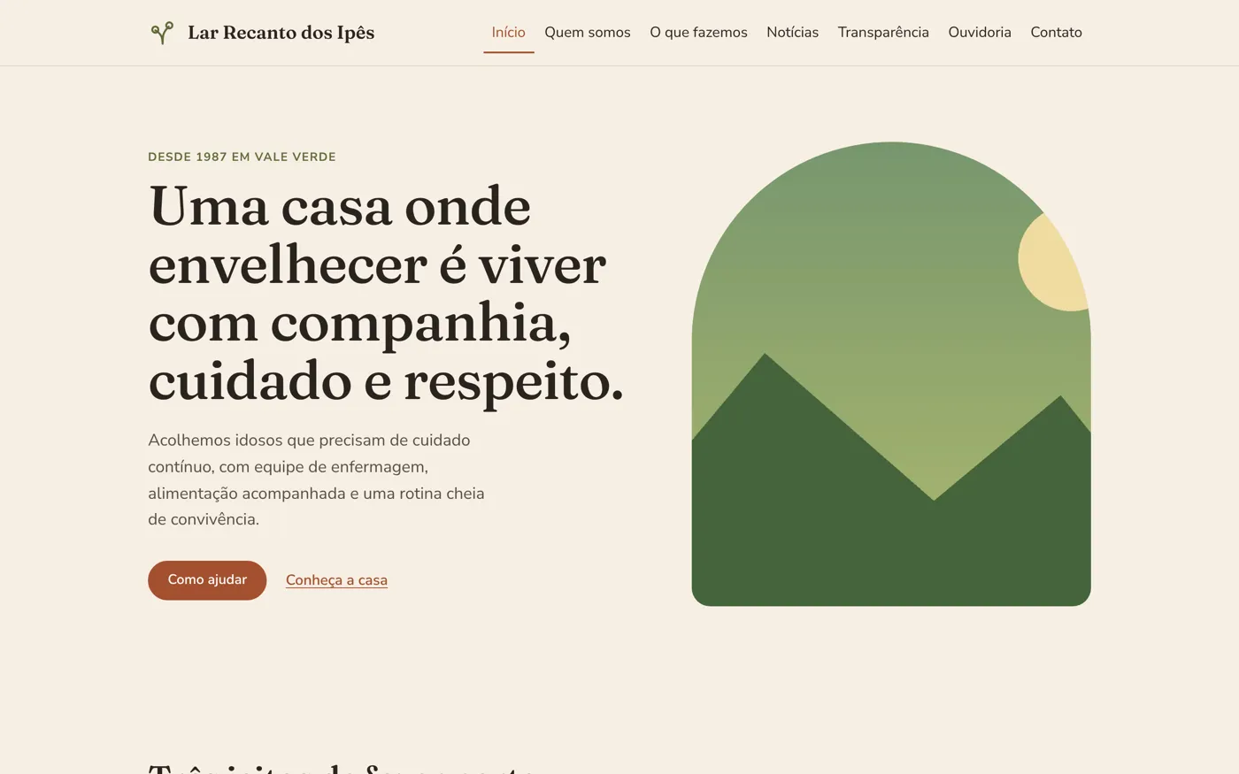 Tema Acolhimento da página inicial do site