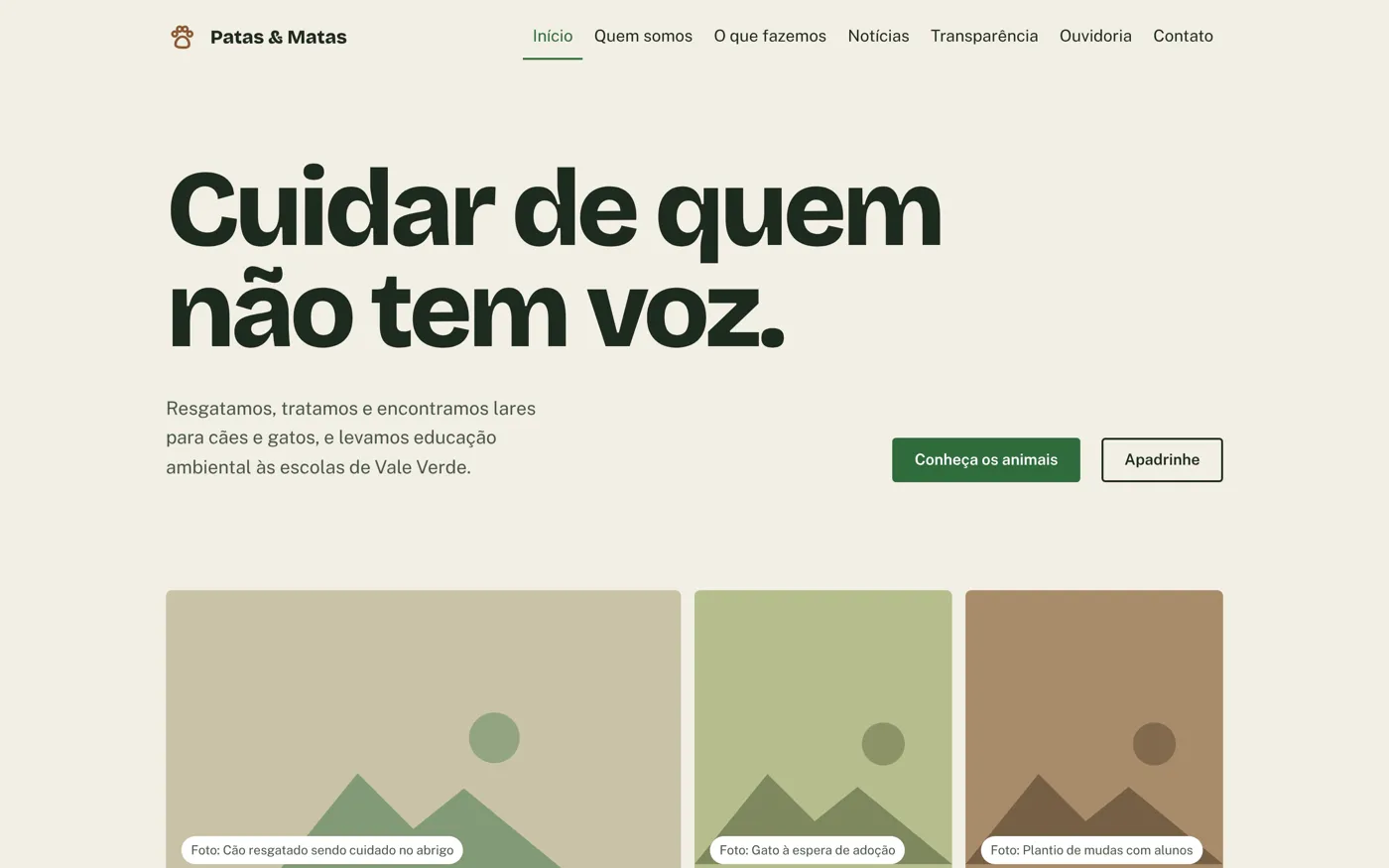 Tema Meio Ambiente da página inicial do site