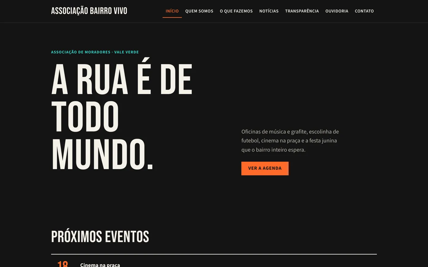 Tema Comunidade da página inicial do site